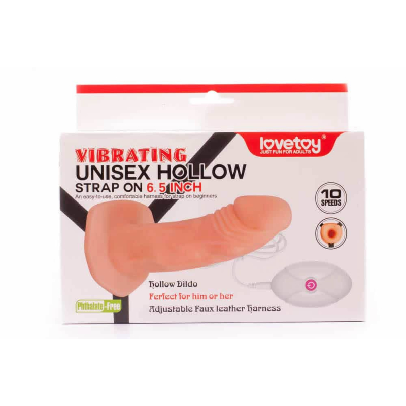 vibrating unisex hollow strap on 2