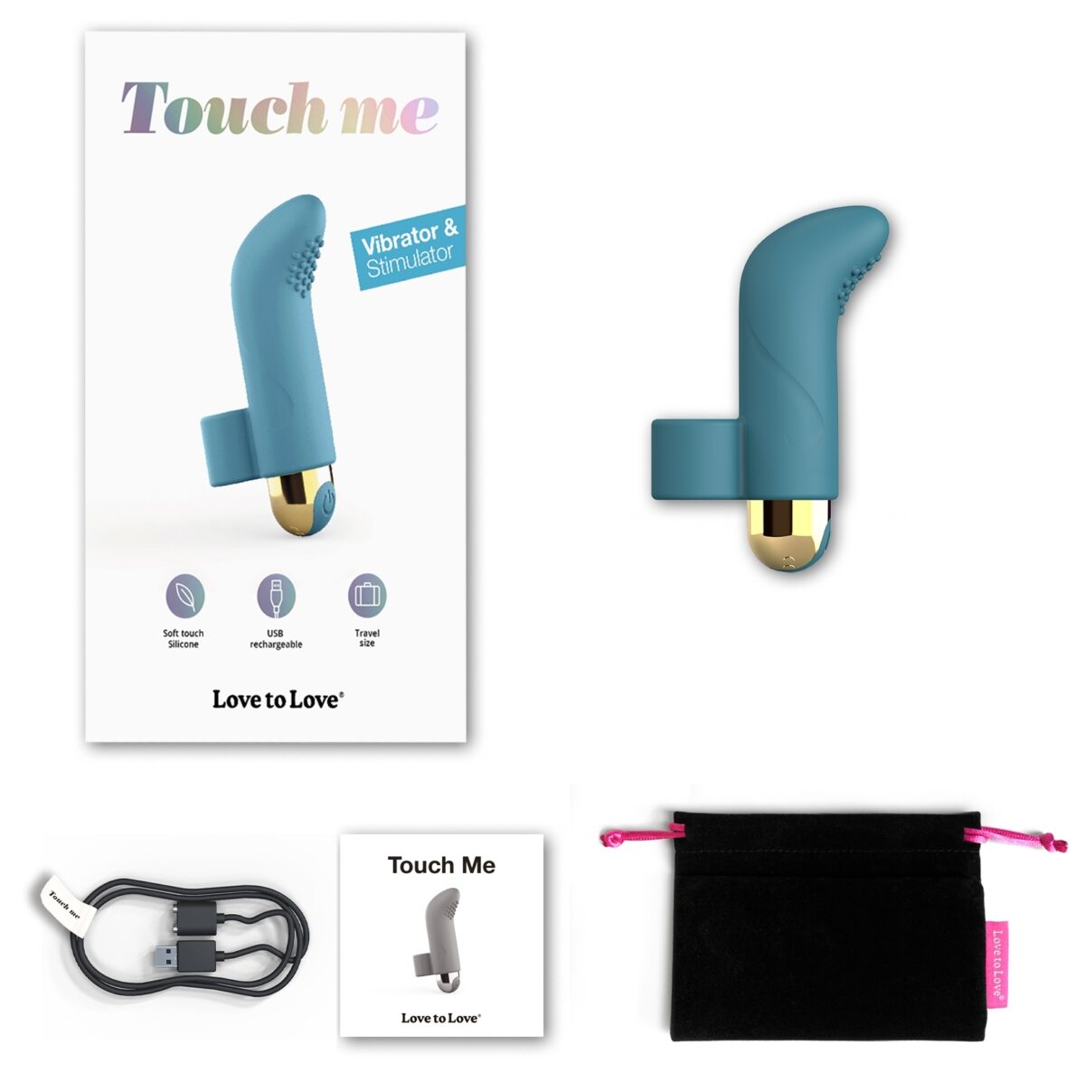 vibro de doigt touch me love to love bleu 1