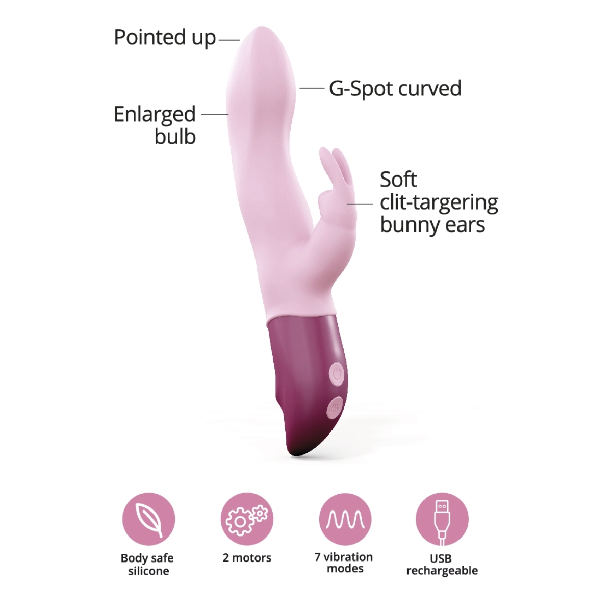 vibro hello rabbit 24 x 4cm rose clair 3