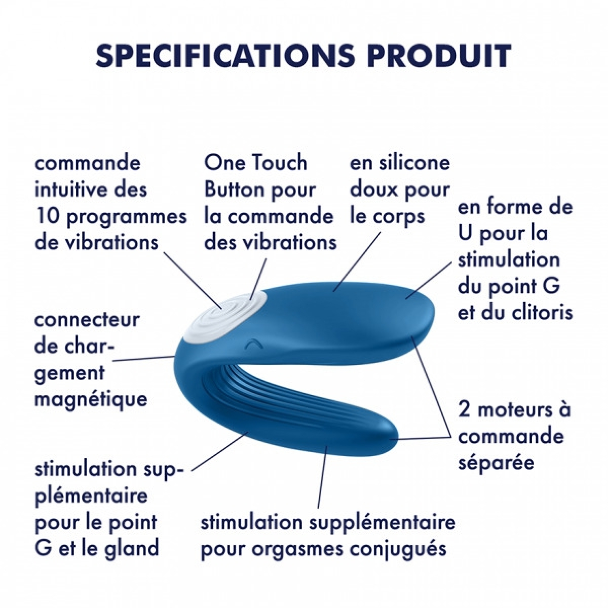 vibro partner whale 6 x 23 cm bleu 2