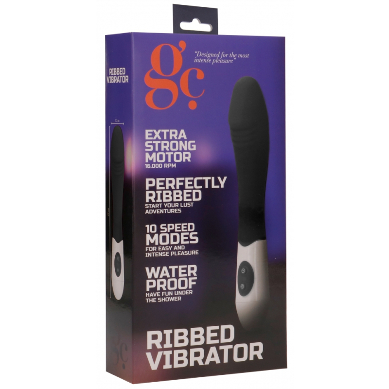 vibro ribbed vibrator 12 x 37cm noir 1