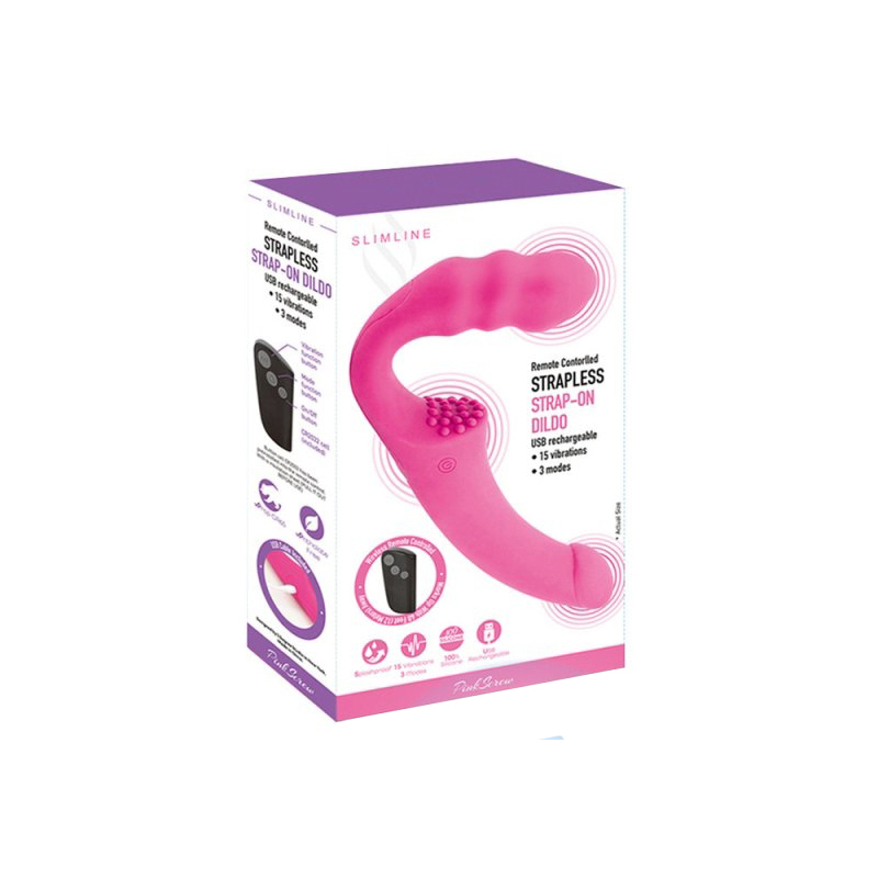 vibro sans harnais pizzie 13 x 35cm rose 1