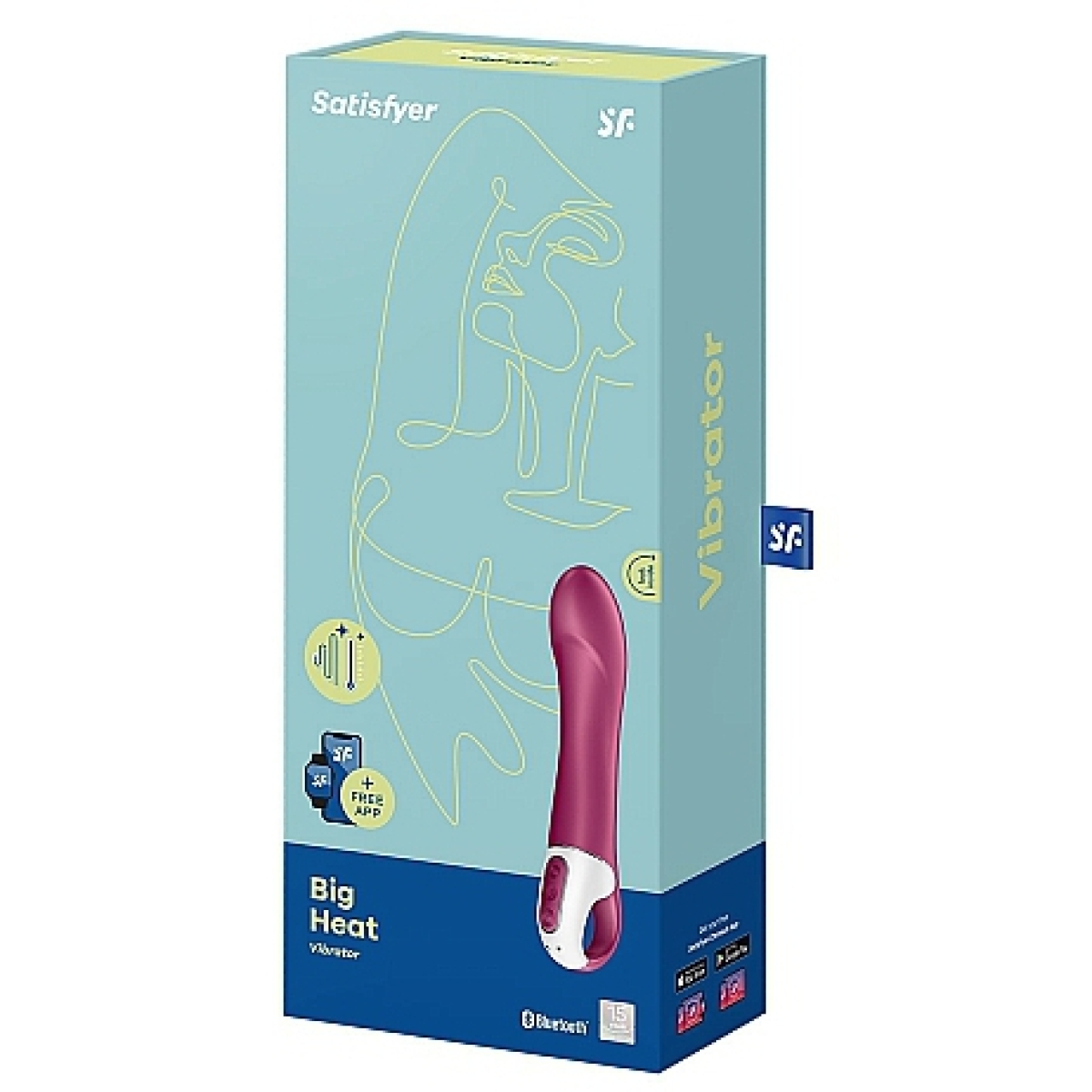 vibromasseur connecte big heat satisfyer 15 x 4cm mauve 2