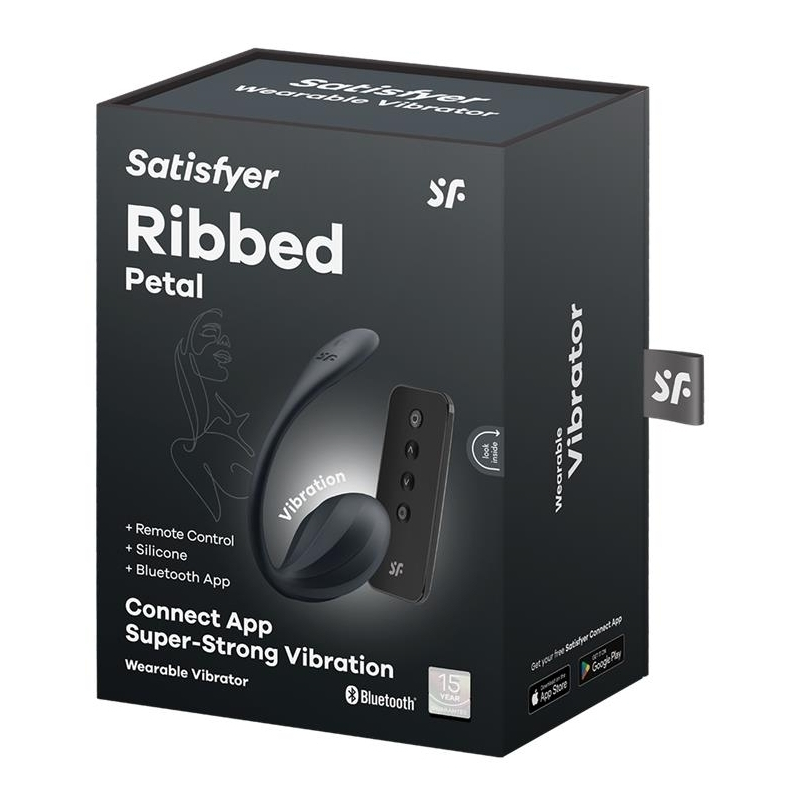 vibromasseur connecte point g ribbed petal 85 x 38cm noir 1