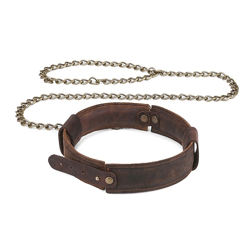vintage pull up real leather collar 1