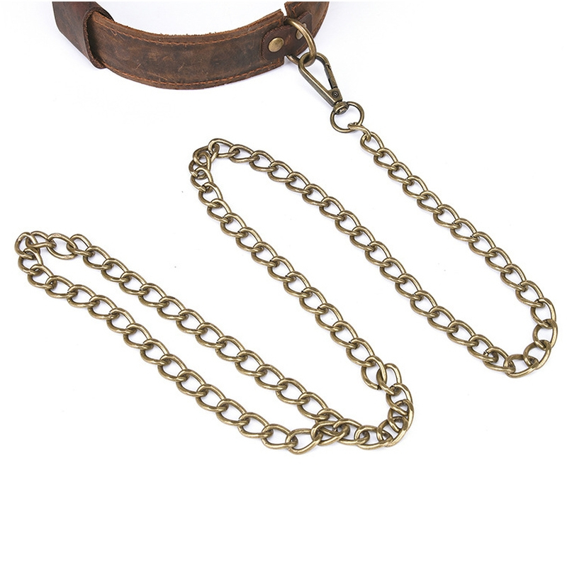 vintage pull up real leather collar 3
