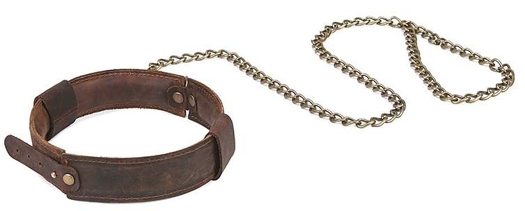 vintage pull up real leather collar