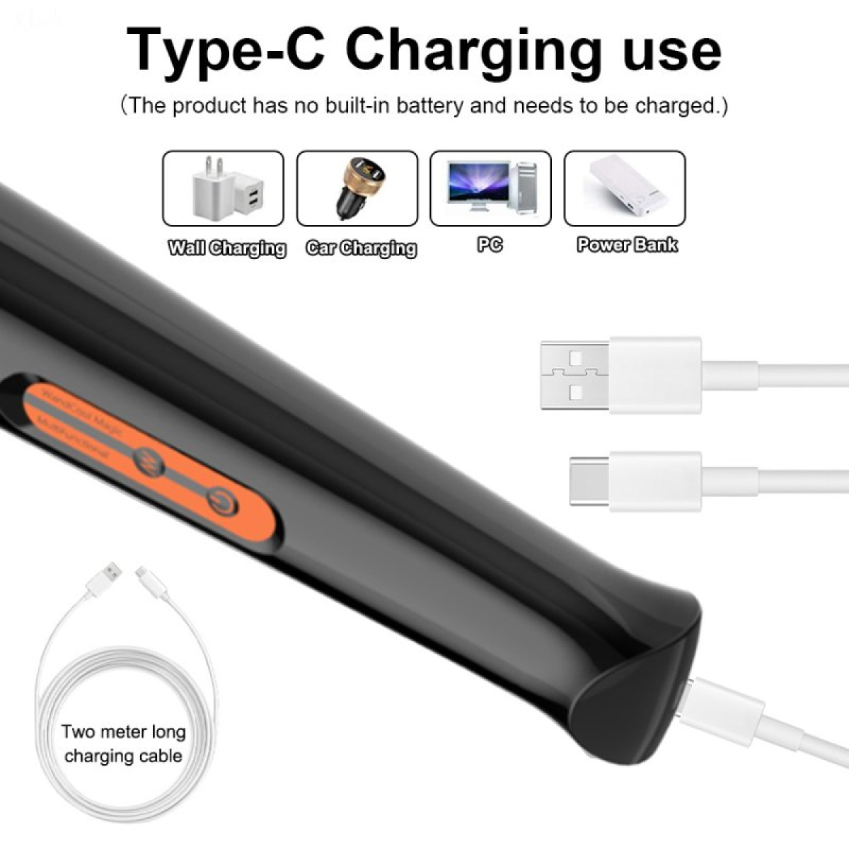 wand coolmagic 32cm tete 60mm noir 1