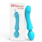 wand vibrant avec langue magic head 20cm turquoise 1
