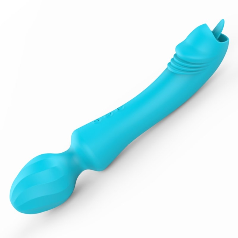 wand vibrant avec langue magic head 20cm turquoise 2