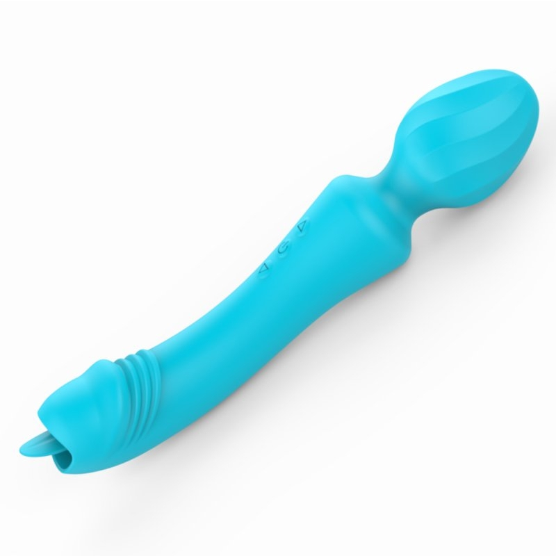 wand-vibrant-avec-langue-magic-head-20cm-turquoise wand vibrant avec langue magic head 20cm turquoise